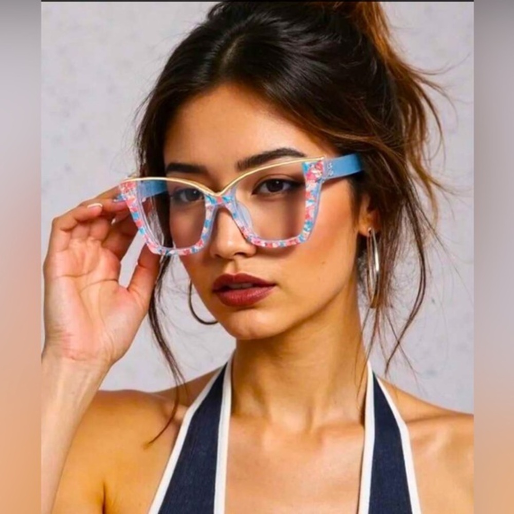 ✨NEW✨ Floral Blush Pink Blue Boho Fashion Glasses